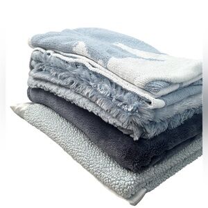 Set of 4 Baby Blue Baby Blankets | Ultra Soft | Newborn–Toddler